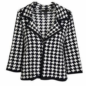 Josephine Chaus Black and White Houndstooth Cardigan XL
